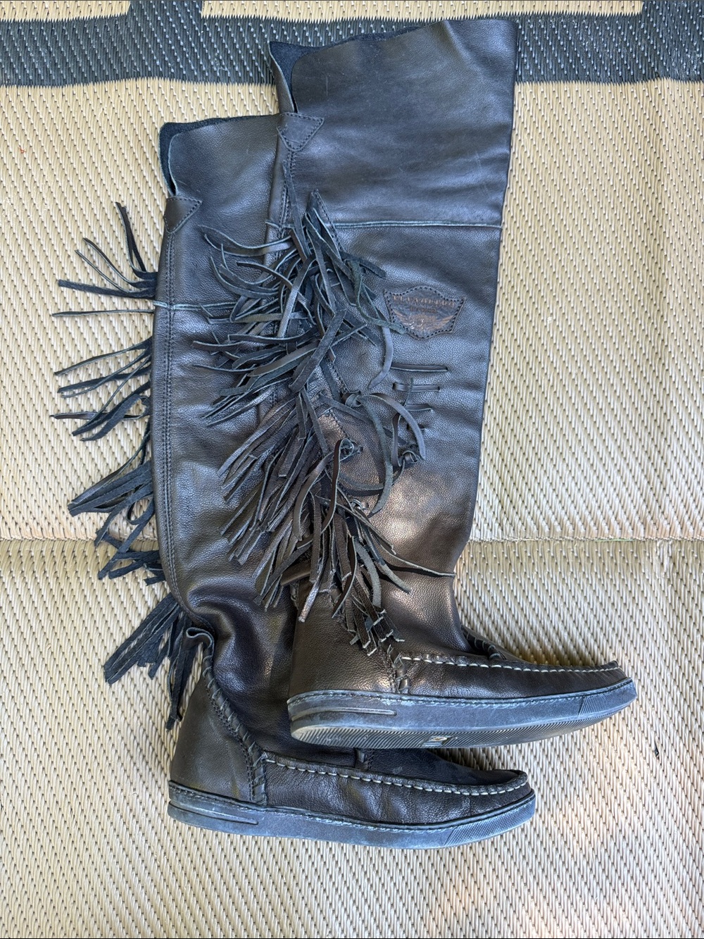 Drifter Over-the-Knee Fringe Leather Boots Size 37